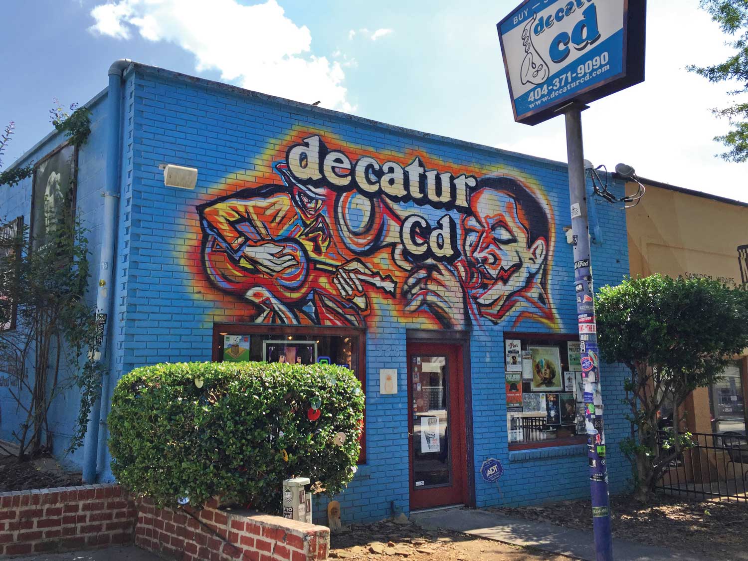 Decatur CD storefront with painted mural