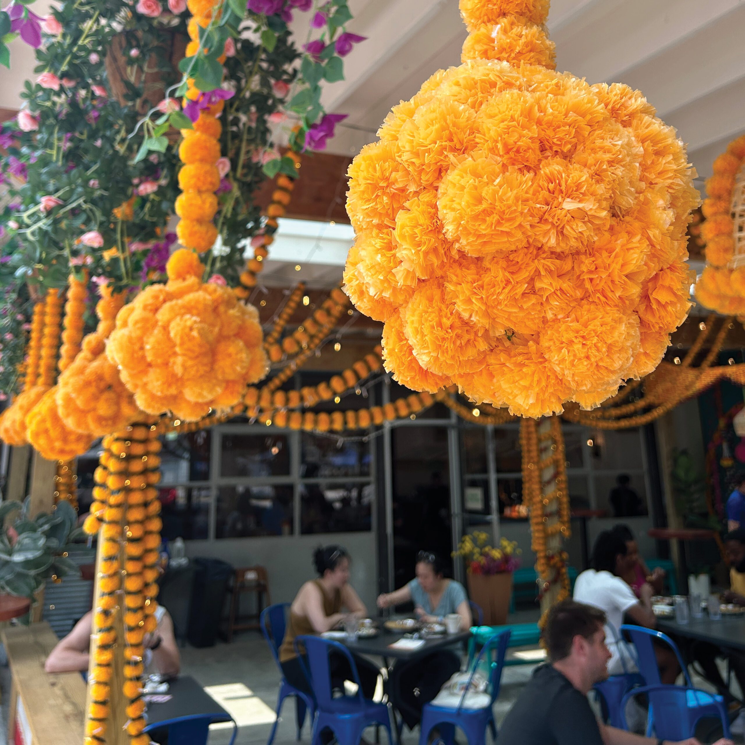 Decorated patio at Chai Pani