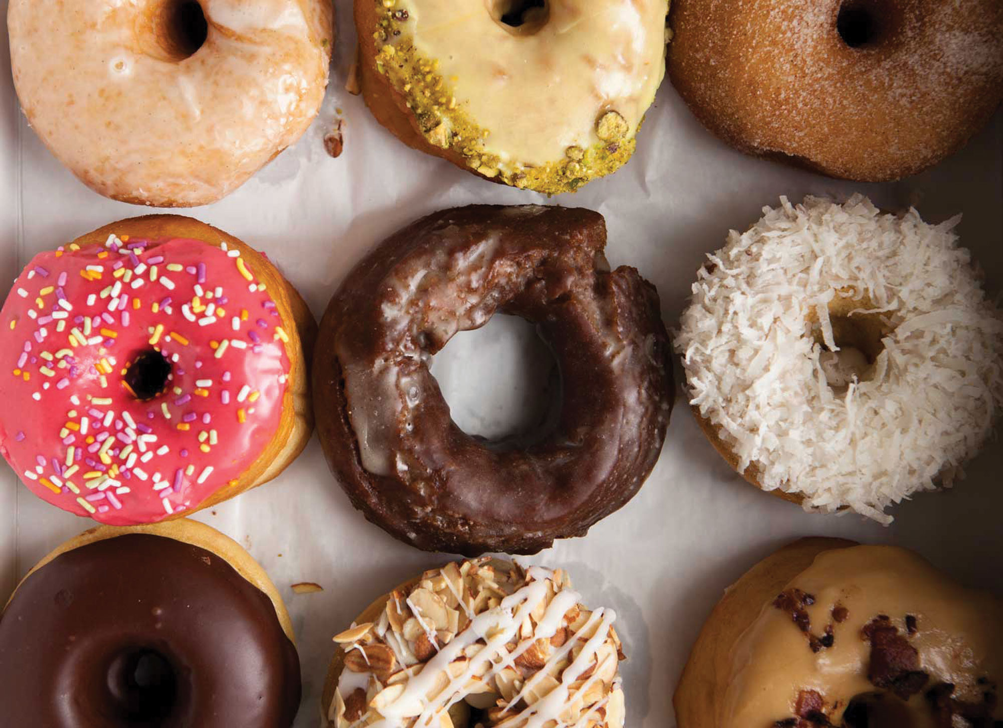 assorted doughnuts at Revolution Doughnuts