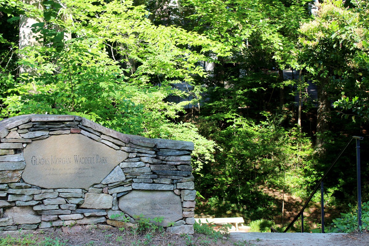 stone sign in nature setting