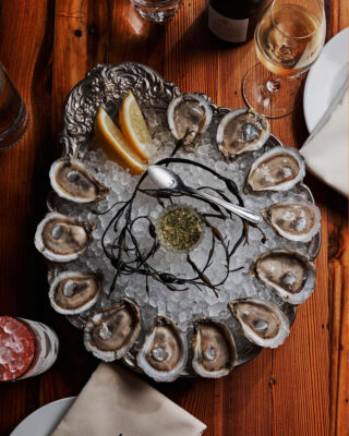 A dozen oysters on the half shell