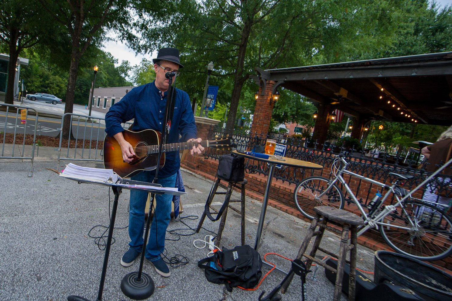 Guitar player outside The Marlay House