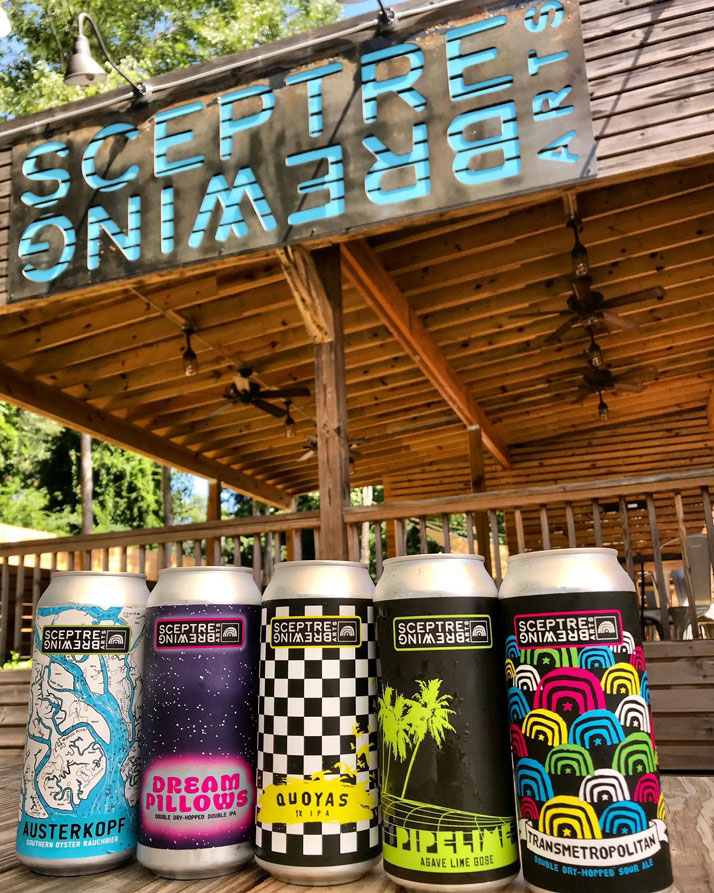 Sceptre Arts Brewing beer cans