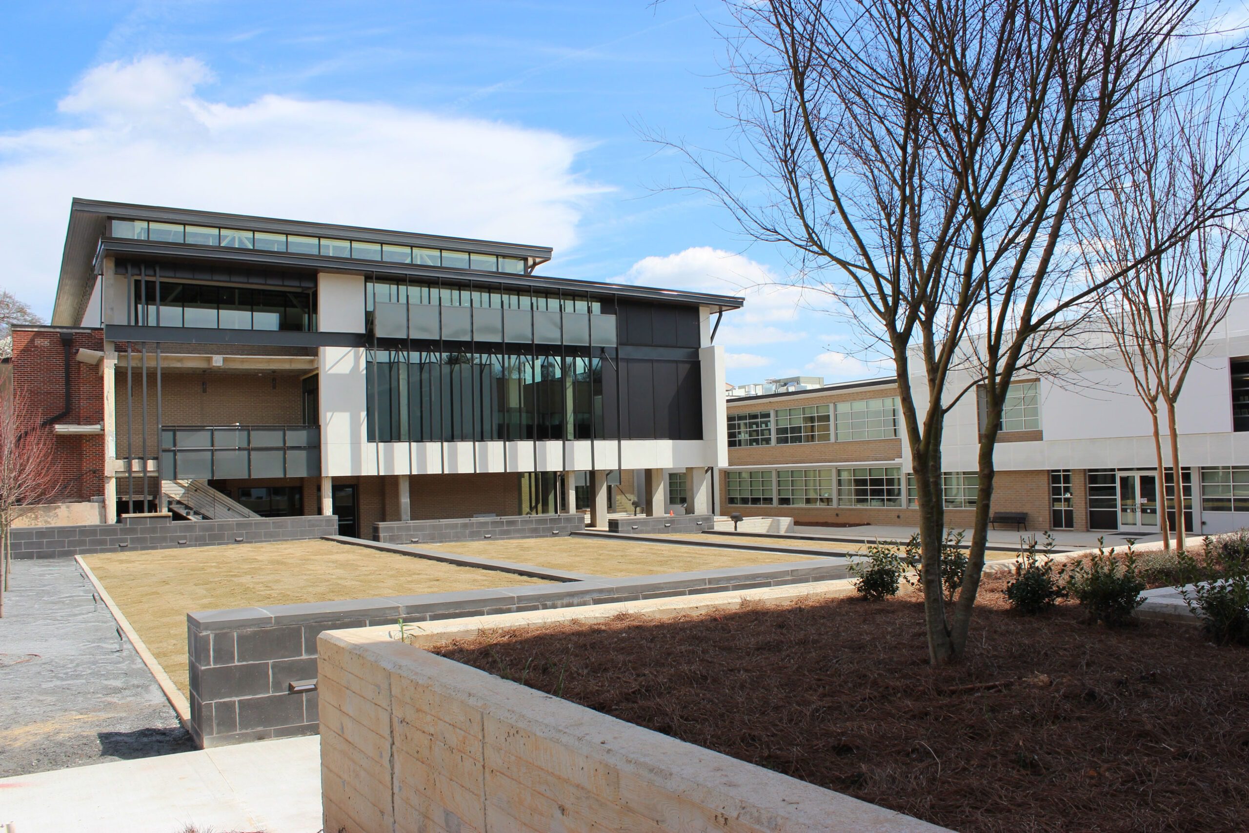 Ebster Recreation Center exterior overlooking terraced courtyard