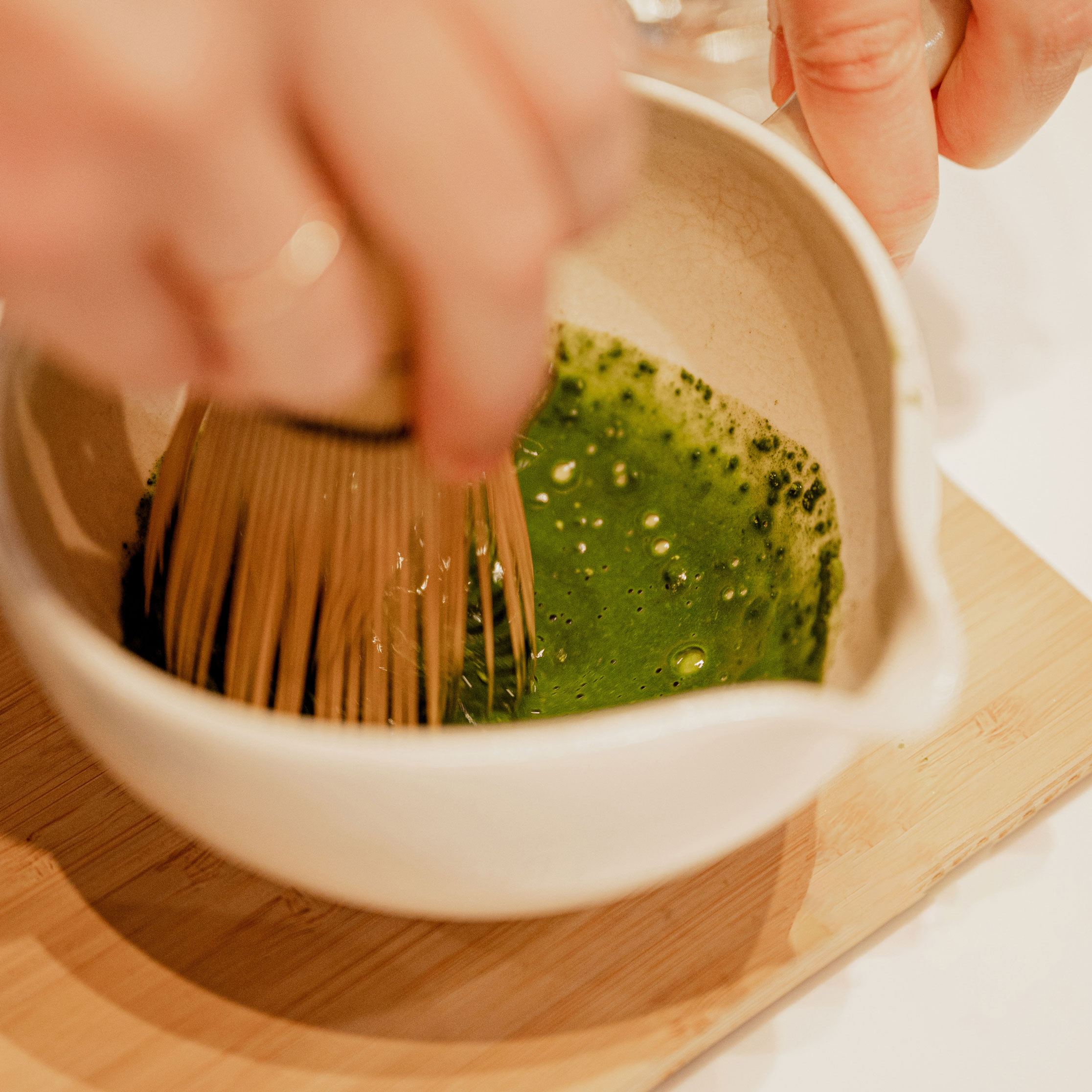 mixing matcha at Rebel Teahouse