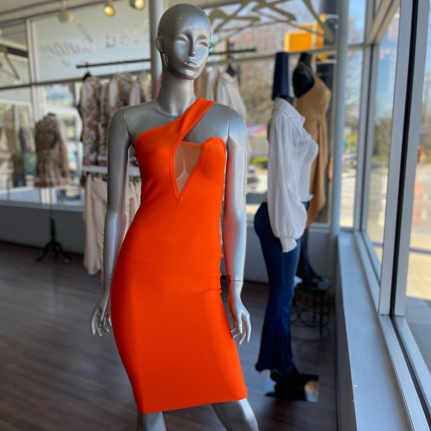 dress on mannequin at Bleu Hanger