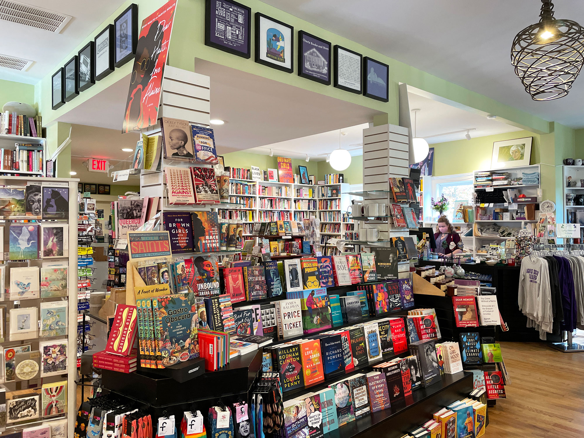 Charis Books & More interior – book displays and shelves of books