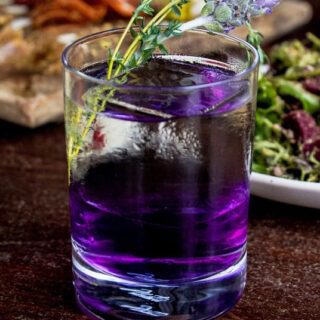 purple cocktail at Iberian Pig